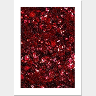 Red Scattered Sequins Posters and Art